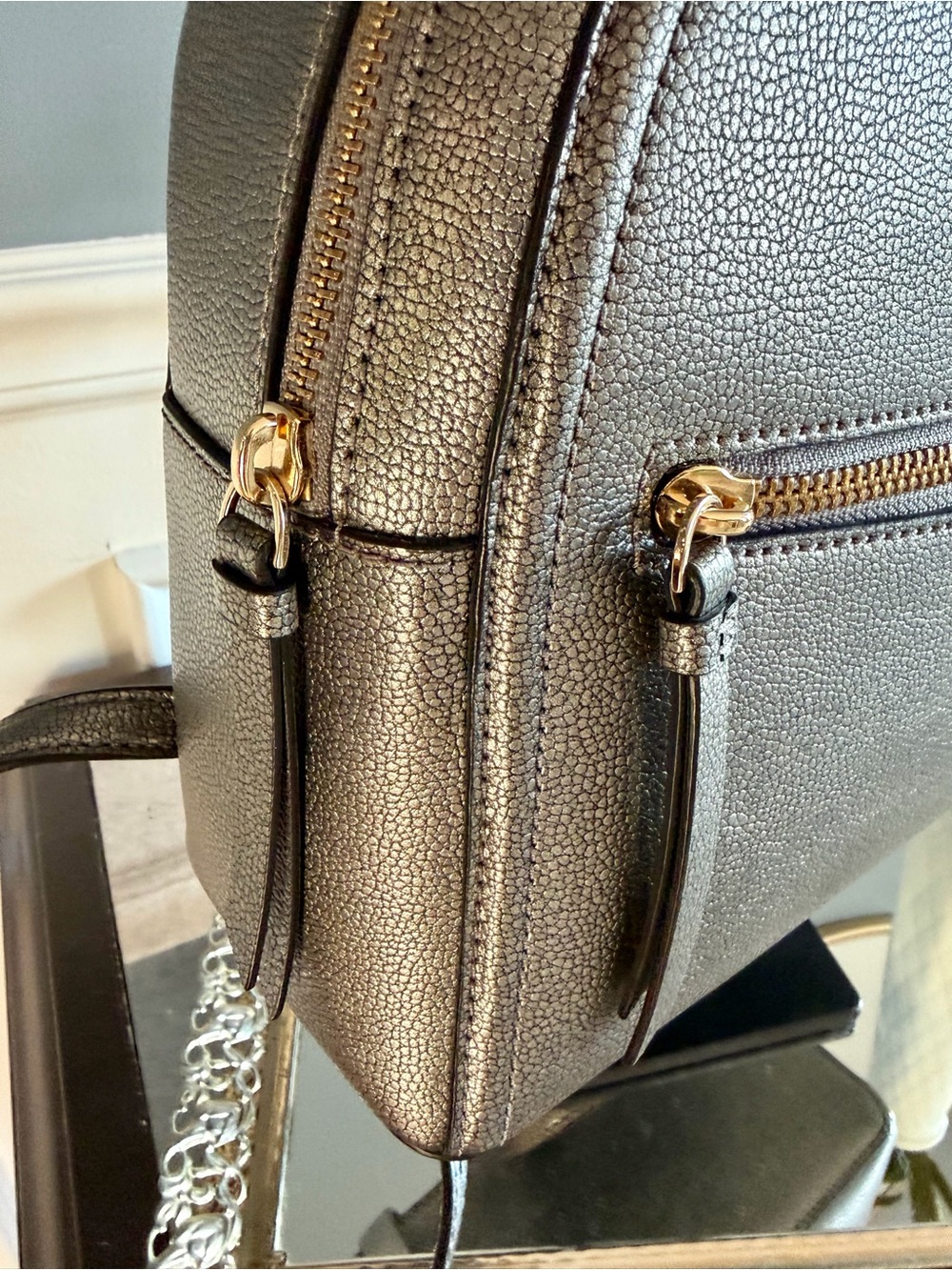 Kate Spade Sammi Dome Mini Backpack- Metallic Pewter - Picture 8 of 8